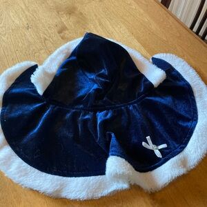 Navy Blue Velvet Cape with White Trim for dogs